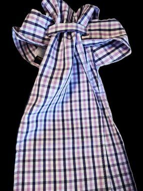 STOCK TIE PRE-TIED NAVY White & LAVENDER by ORNAMENTS OSFA NEW